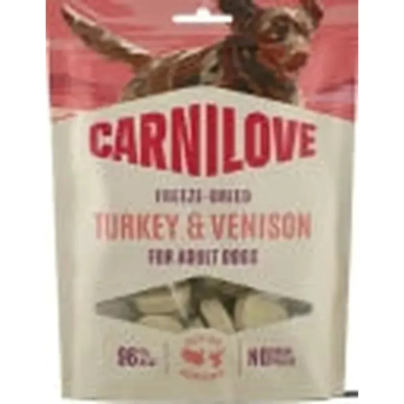 CARNILOVE Freeze Dried Snack Adult Friandises Lyophilisées Chien Dinde & Cerf 60 g