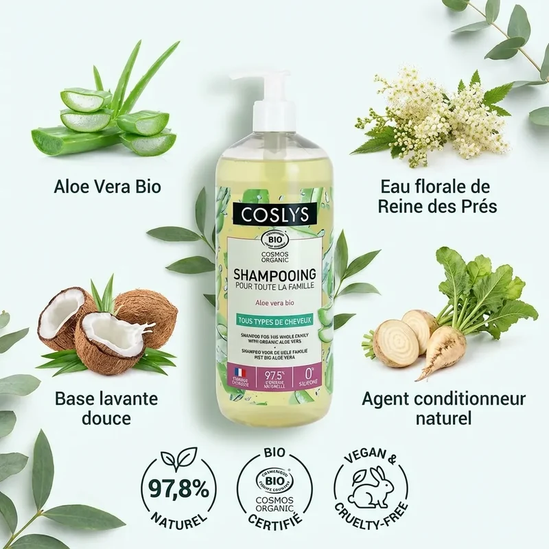 Shampoing Aloe Vera Bio - 1 L - Coslys