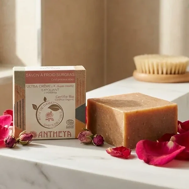 Savon solide crémeux visage - exfoliant peaux sensibles - 90 g - Antheya