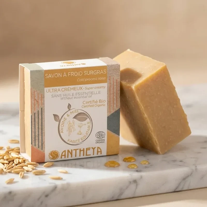 Savon solide crémeux visage - Peaux fragiles - 90 g - Antheya