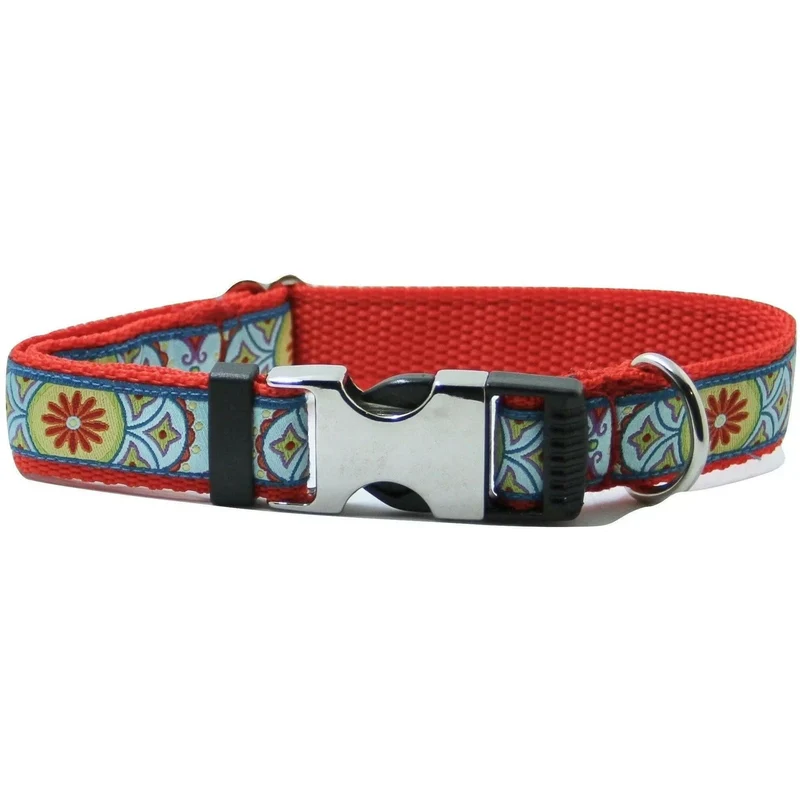 Ensamble collier & laisse 'fleur rouge'