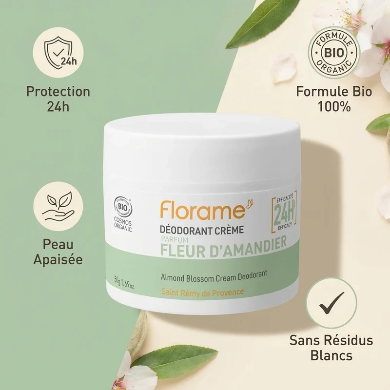 Déodorant Crème Fleur d’Amandier Bio - 50 g - Florame