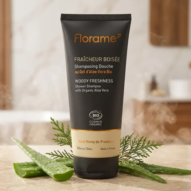 Shampoing Douche Fraîcheur Boisée au Gel d'Aloé Vera Bio - 200 ml - Florame