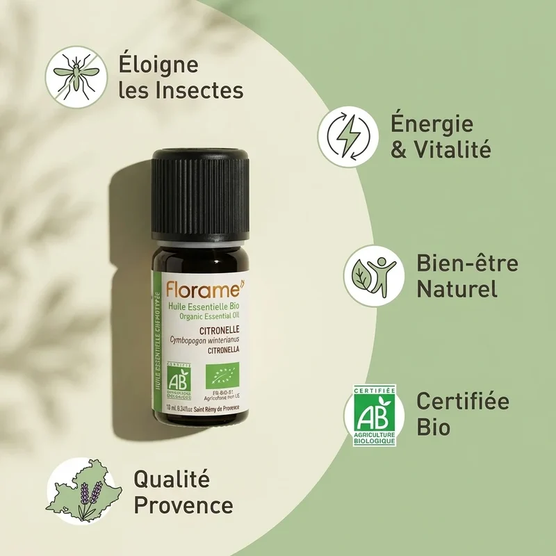 Huile Essentielle de Citronnelle Bio - 10ml - Florame