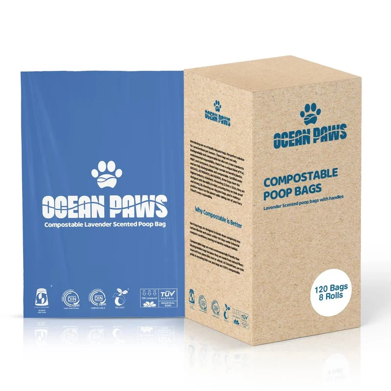 Sacs à crottes compostables en amidon de maïs – 120 unités