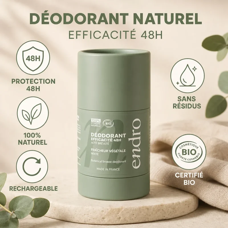 Déodorant Stick Rechargeable Mixte 50g - Fraicheur Végétale - Endro