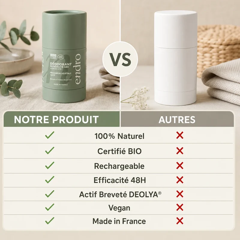 Déodorant Stick Rechargeable Mixte 50g - Fraicheur Végétale - Endro