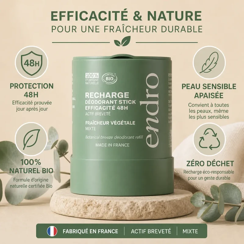 Recharge Déodorant Stick - Fraîcheur Végétale - Endro
