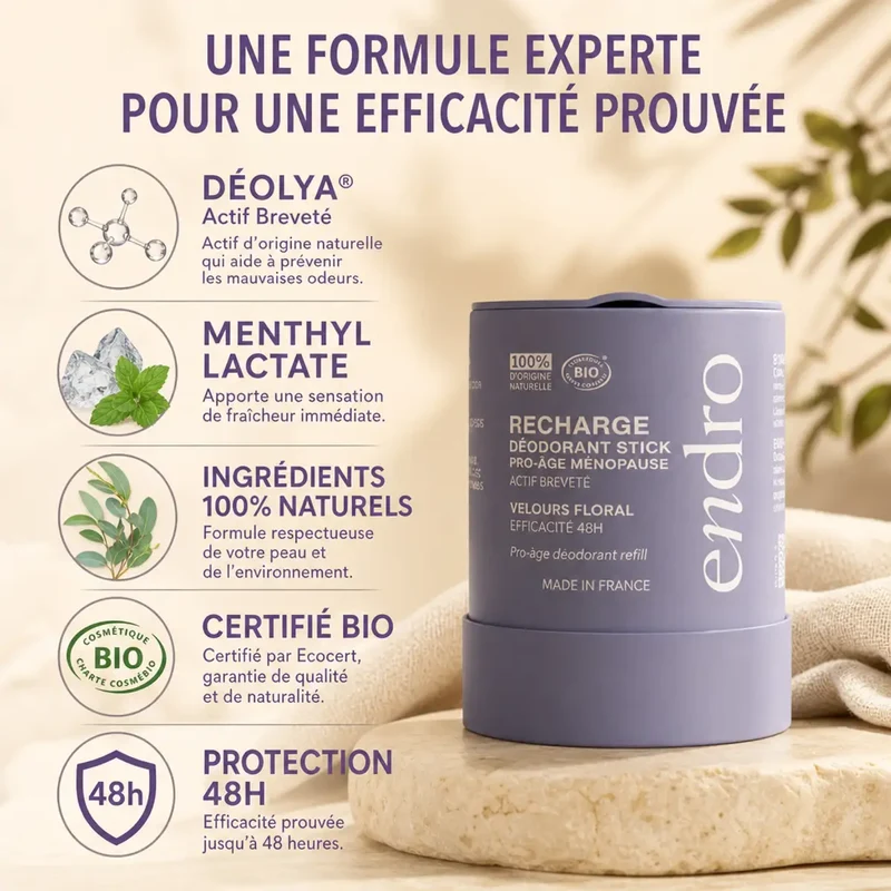 Recharge Déodorant Stick - Pro-âge Ménopause - Endro