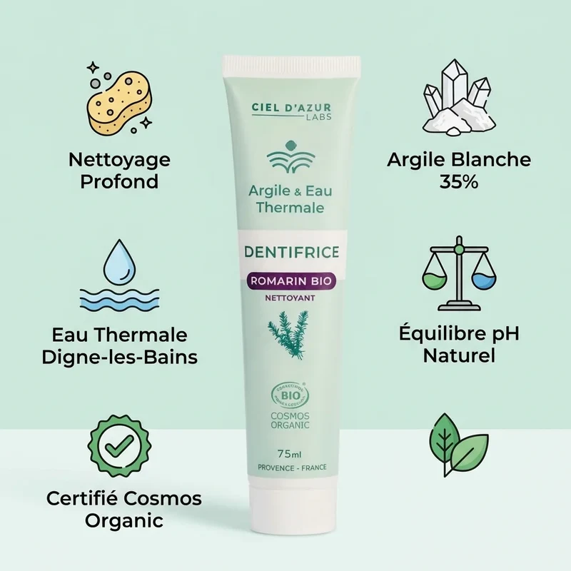 Denticlay Romarin Bio – 75 ml – Argile & Eau Thermale