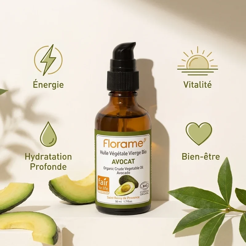 Huile Végétale d’Avocat Bio - 50 ml - Florame