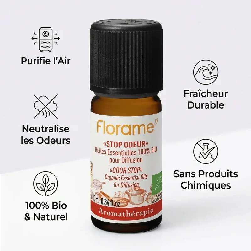 Huiles Essentielles à diffuser - Stop Odeur Bio - 10 ml - Florame