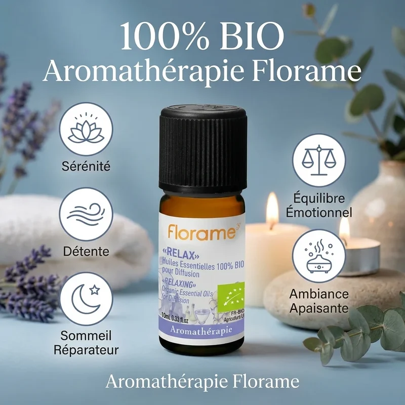 Huiles Essentielles à diffuser - Relax Bio - 10 ml - Florame