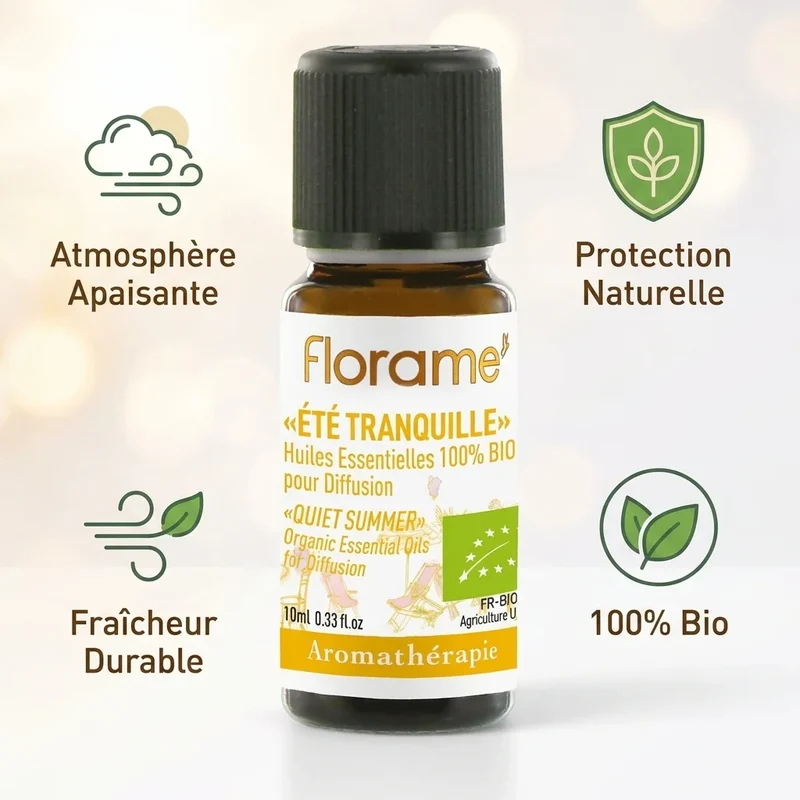 Huiles Essentielles à diffuser - Été Tranquille - Bio - 10 ml - Florame