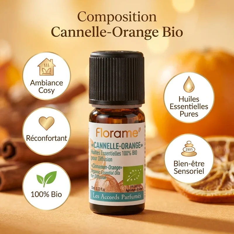 Huiles Essentielles à diffuser - Cannelle-Orange Bio - 10 ml - Florame