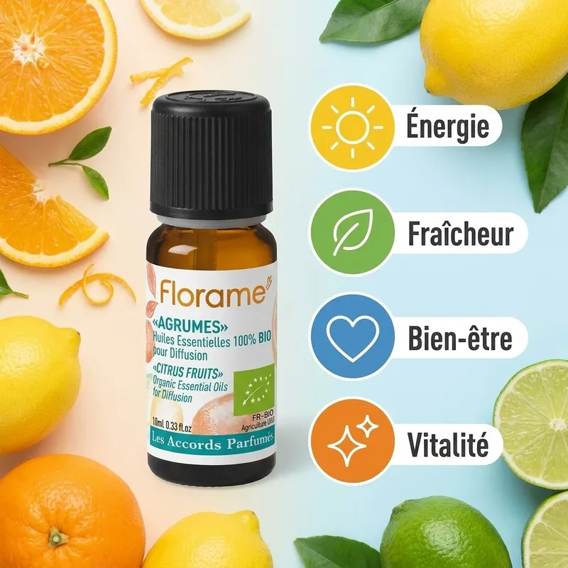 Huiles Essentielles à diffuser - Agrumes Bio - 10 ml - Florame
