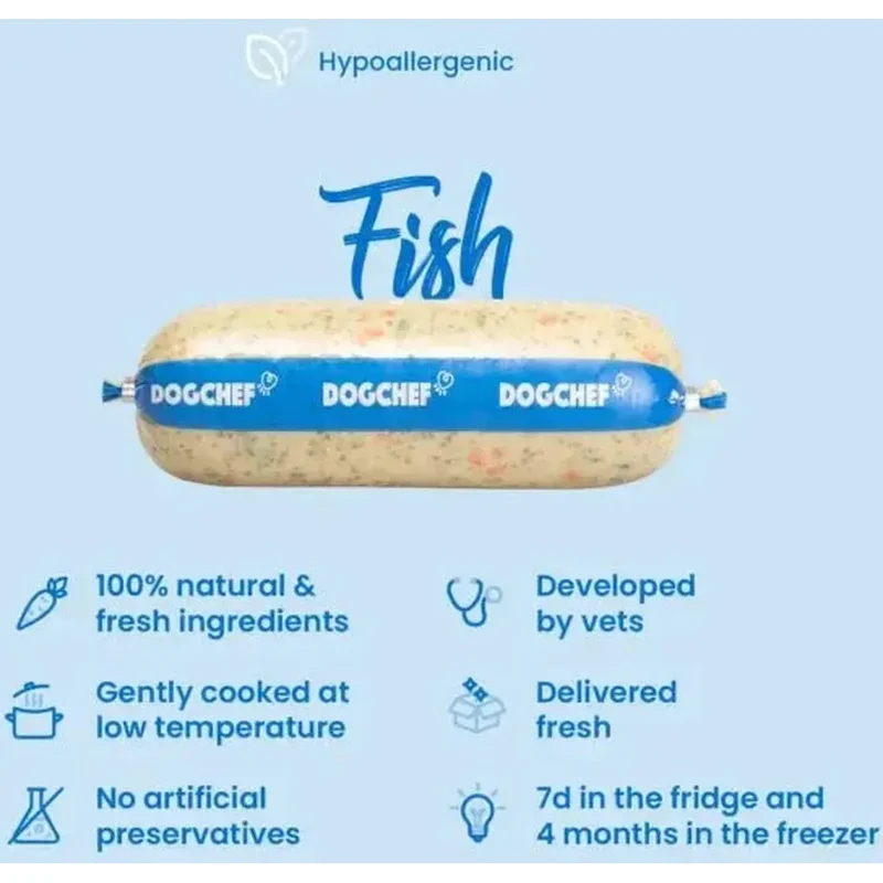 DOG CHEF Pâtée Chien au Poisson 400 g – Repas Frais Cuisiné Sans Additifs