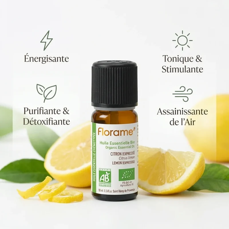 Huile Essentielle Citron Zeste Bio - 10 ml - Florame