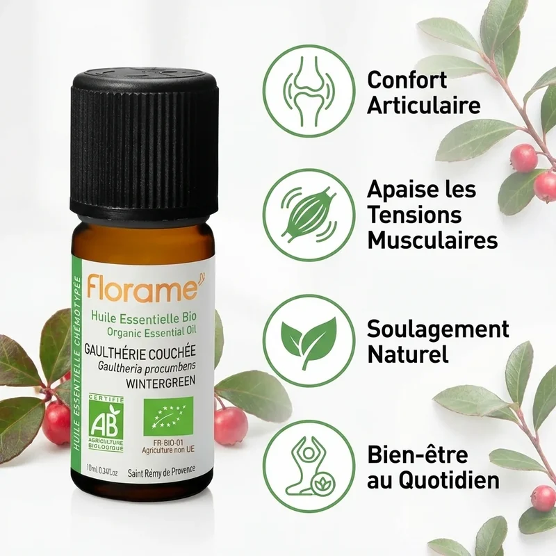 Huile Essentielle de Gaulthérie couchée Bio -10 ml - Florame