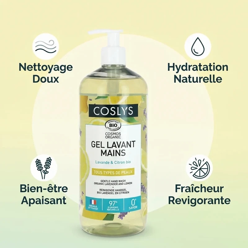 Gel lavant mains- Lavande & Citron - Bio - 1L - Coslys