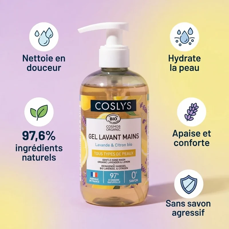 Gel lavant mains - Lavande & Citron Bio - 300ml - Coslys