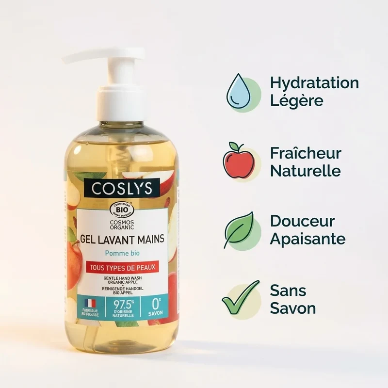 Gel Lavant Mains Pomme certifié bio – 300ml – Coslys