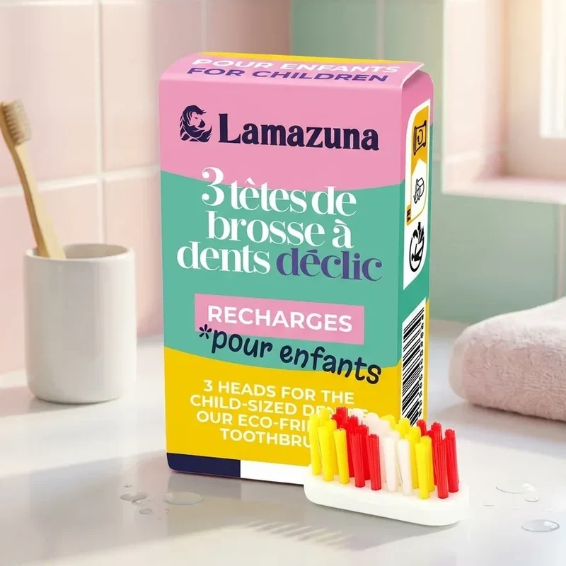 Recharge de 3 Têtes de Brosse à Dents Enfant - Lamazuna