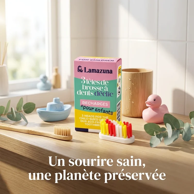Recharge de 3 Têtes de Brosse à Dents Enfant - Lamazuna