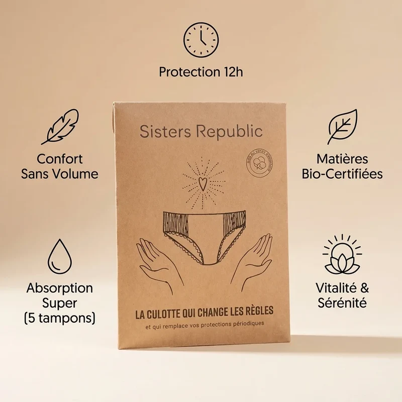 Boxer menstruel adulte - Ginger (absorption super) - Taille XS - Sisters Republic