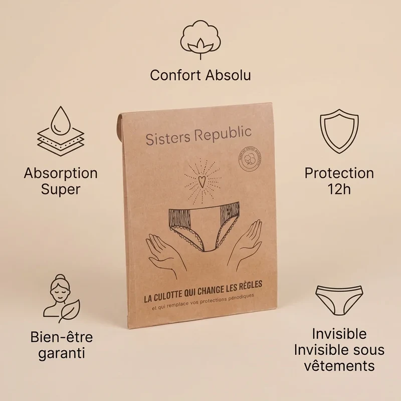 Boxer menstruel adulte - Ginger (absorption super) - Taille XL - Sisters Republic