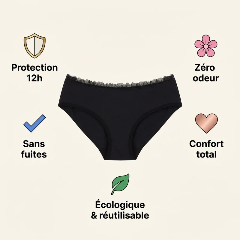 Culotte menstruelle adulte - Colette (absorption super) - Taille L - Sisters Republic