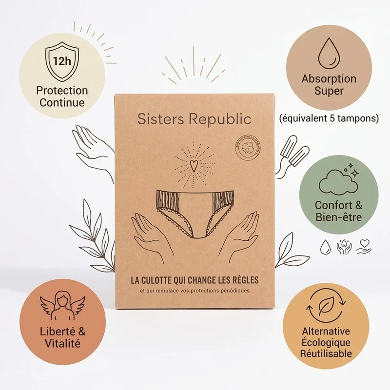 Culotte menstruelle adulte - Colette (absorption super) - Taille XL - Sisters Republic