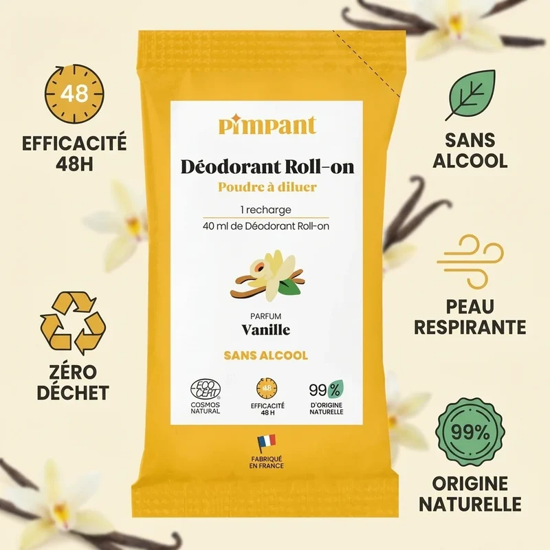 Recharge Déodorant Roll-on en Poudre - Vanille - Pimpant