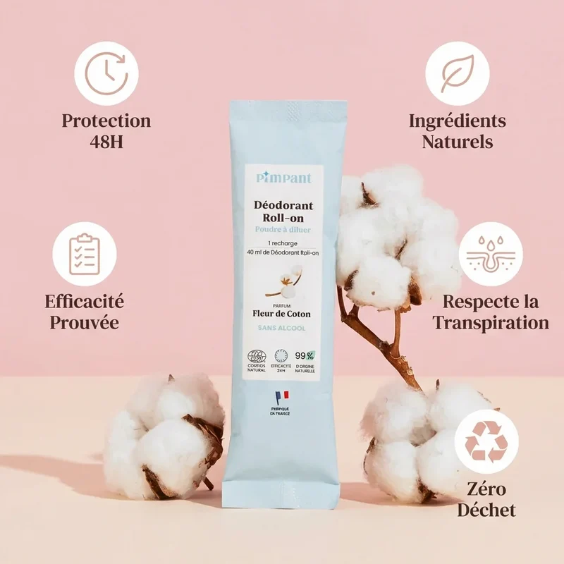 Recharge Déodorant en Poudre à Diluer - Fleur de coton - Pimpant