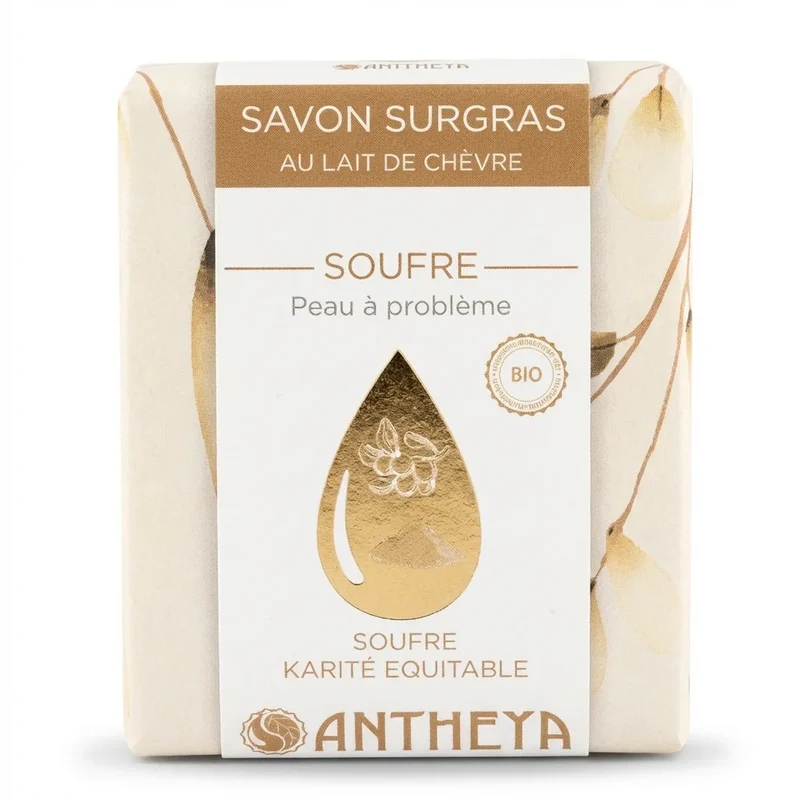 Savon surgras au lait de chèvre et au soufre - Peau à problème - 100g - Antheya
