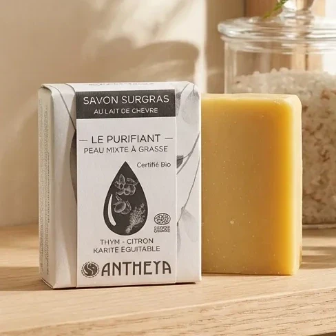 Savon solide au lait de chèvre - Purifiant Peaux mixtes à Grasses - 100g - Antheya