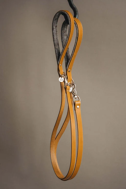 Laisse fine pour chien en cuir Hitch "Air" Band & Roll