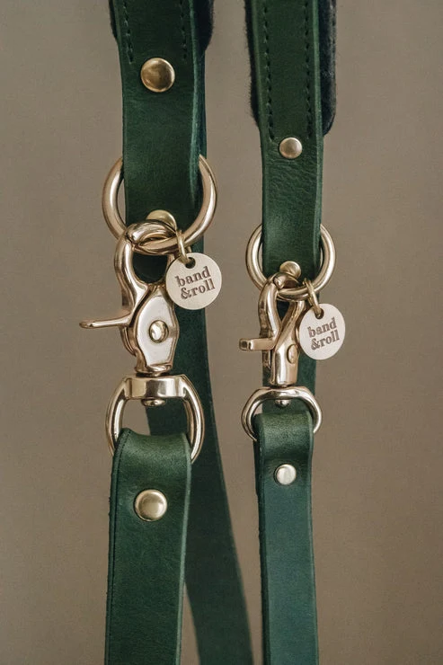 Laisse fine pour chien en cuir Hitch "Air" Band & Roll