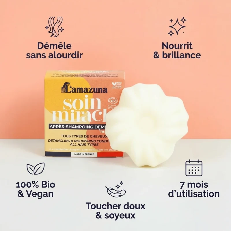 Après-shampoing solide - Soin miracle démêlant - Lamazuna