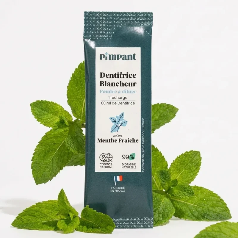 Dentifrice Blancheur Menthe Fraîche en Poudre à Diluer - 8 g - Pimpant