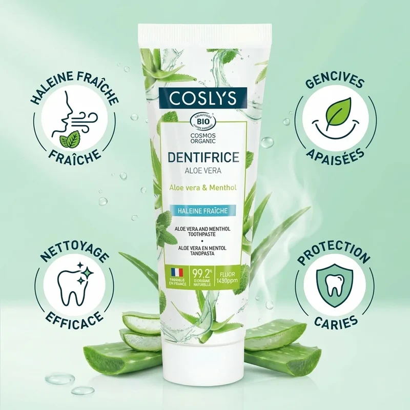 Dentifrice Aloe vera & Menthol - 100g - Coslys