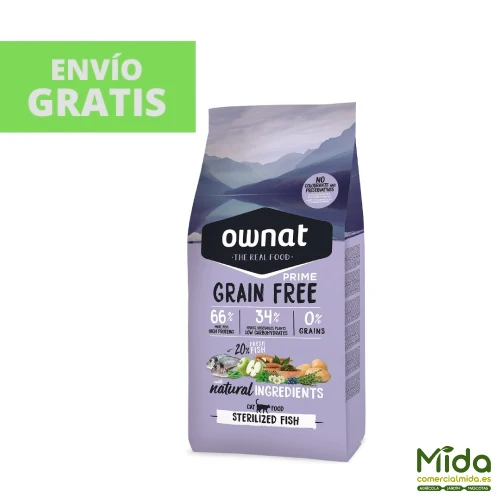 Pienso OWNAT Grain Free Prime Sterilized Fish para Gatos Esterilizados
