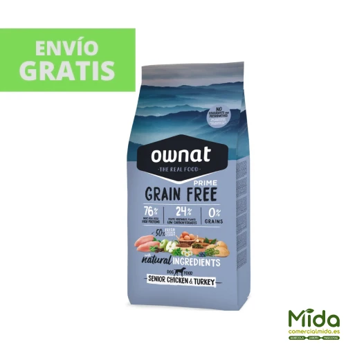 Pienso OWNAT Grain Free Prime Senior Pollo & Pavo para Perros Senior