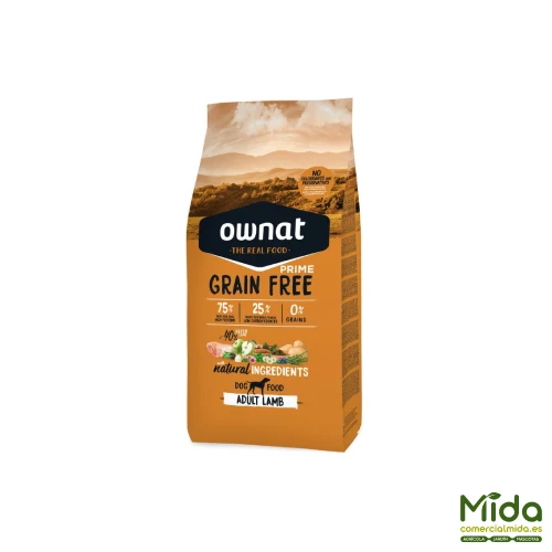 Pienso OWNAT Grain Free Prime Adult Cordero para Perros