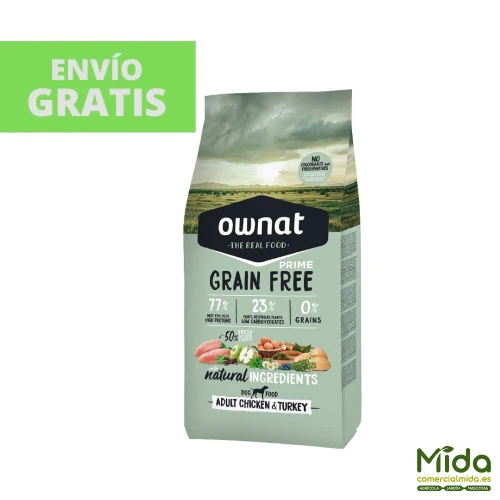 Pienso OWNAT Grain Free Prime Adult Pollo & Pavo para Perros