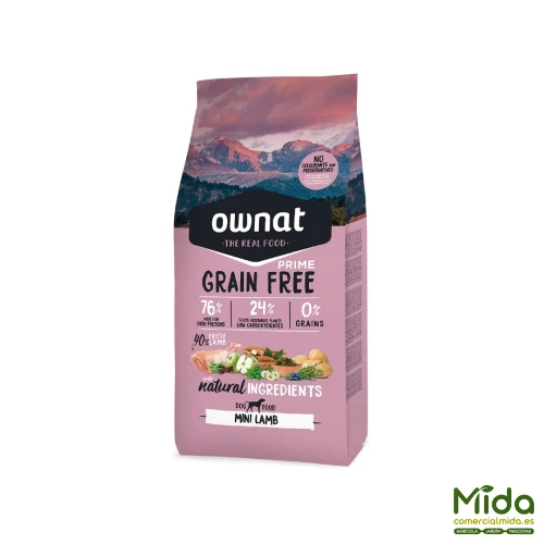Pienso OWNAT Grain Free Prime Mini Cordero para Perros Pequeños