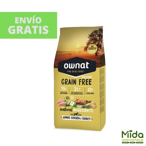 Pienso OWNAT Grain Free Prime Junior Pollo & Pavo para Cachorros