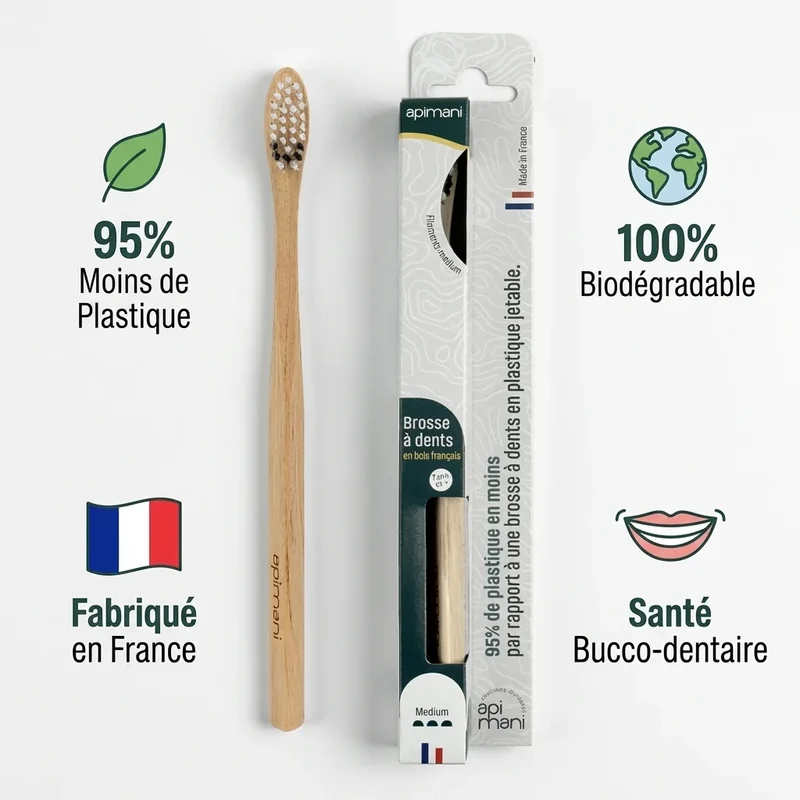 Brosse à Dents en bois Medium - Apimani