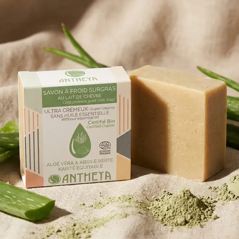 Savon solide crémeux visage - hydratant peaux fragiles - 90 g - Antheya