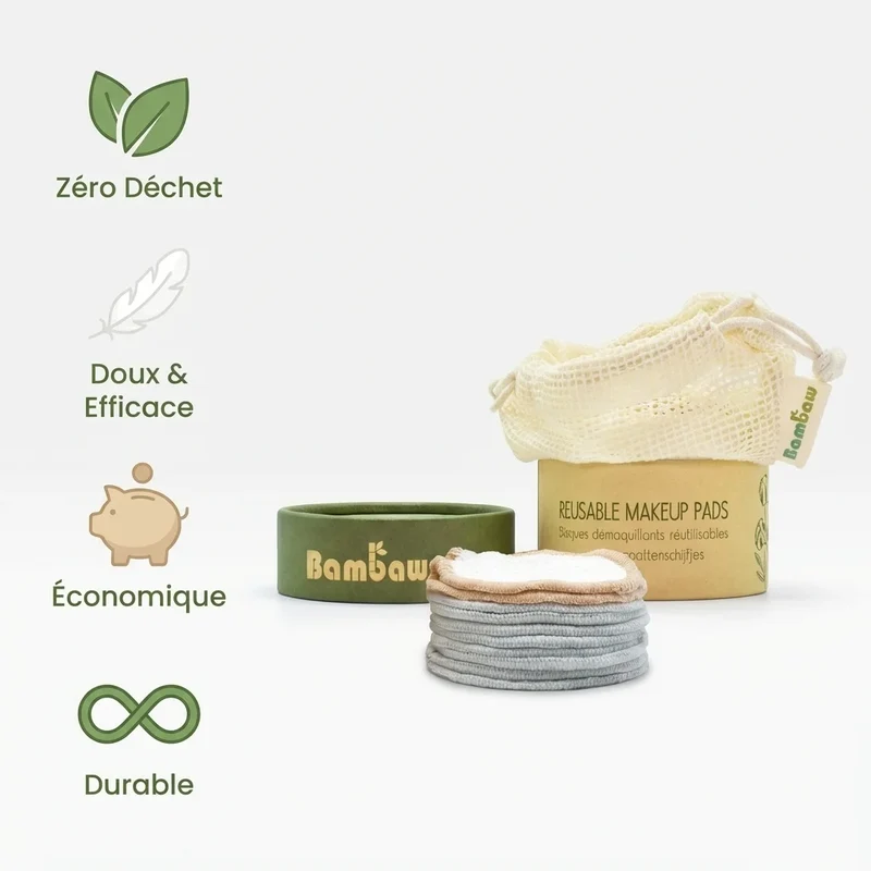 Boîte de 10 lingettes démaquillantes lavables – Bambaw